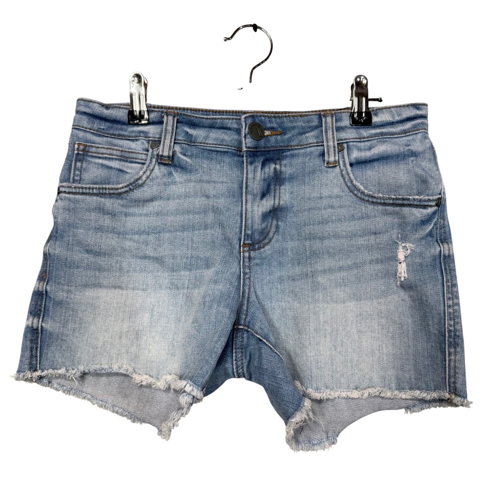 KUT from the Kloth Jane High Rise Denim Shorts Womens 2 Blue Raw Hem Distressed